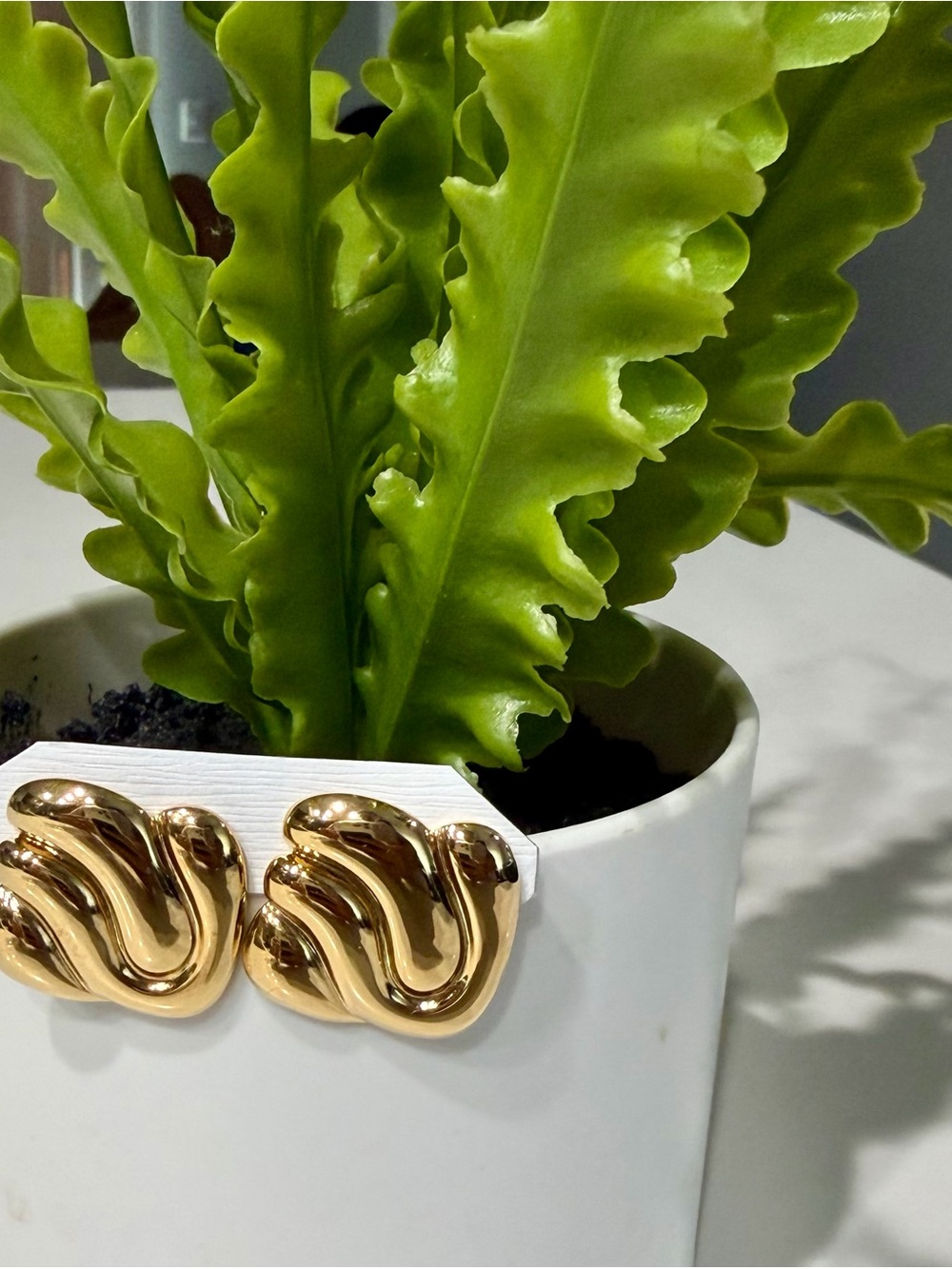 Gold-Tone Sculptural Clip-On Earrings - Women's Statement Accessory